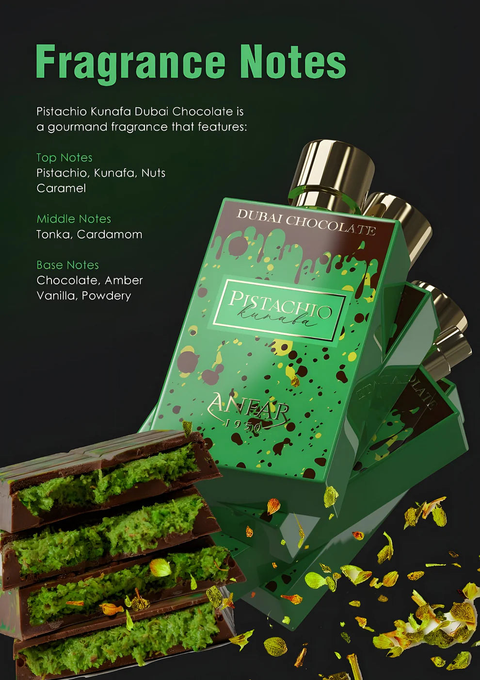 ANFAR 1950 Dubai Chocolate Pistachio Kunafa Eau De Parfum